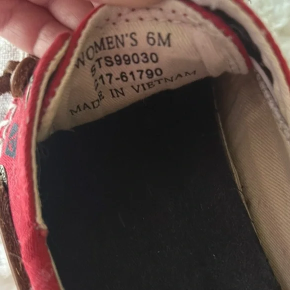 Sperry Red and Tan Canvas Boat Shoes - Picture 5 of 5